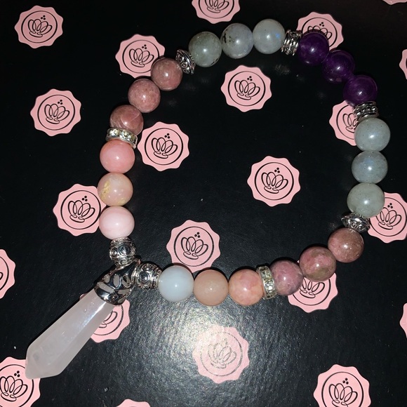 🪬2/$25🪬 New “Ultimate Healer” SS Rose Quartz Point & 8mm Rhodonite Bracelet - Picture 2 of 16